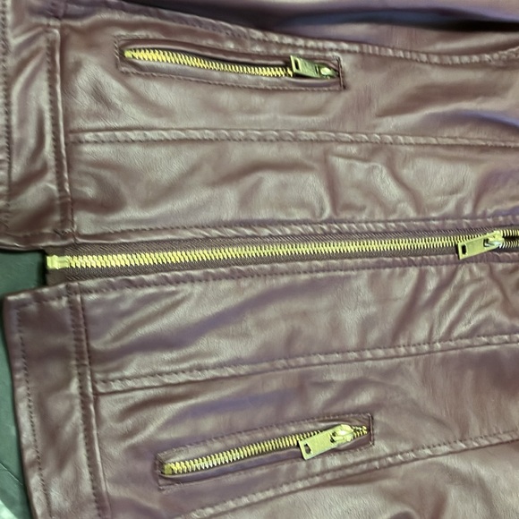 Burgundy moto jacket, size  small. - Picture 6 of 6